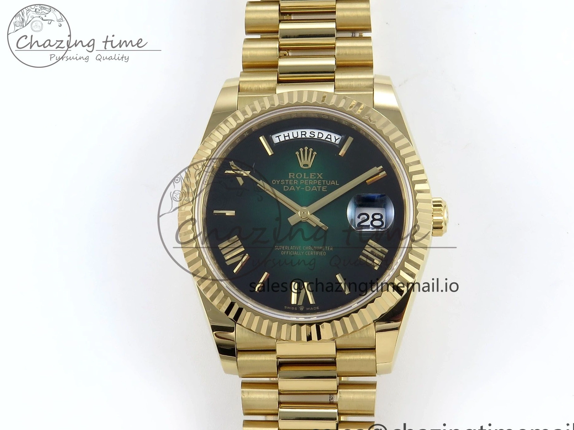 Best AAA Replica Sites Green Weight) 803 1:1 on Edition Effortless Bracelet 228238 (Gain Ombre Date President Noob Day 40 YG A2836 Roman Dial Best 1226